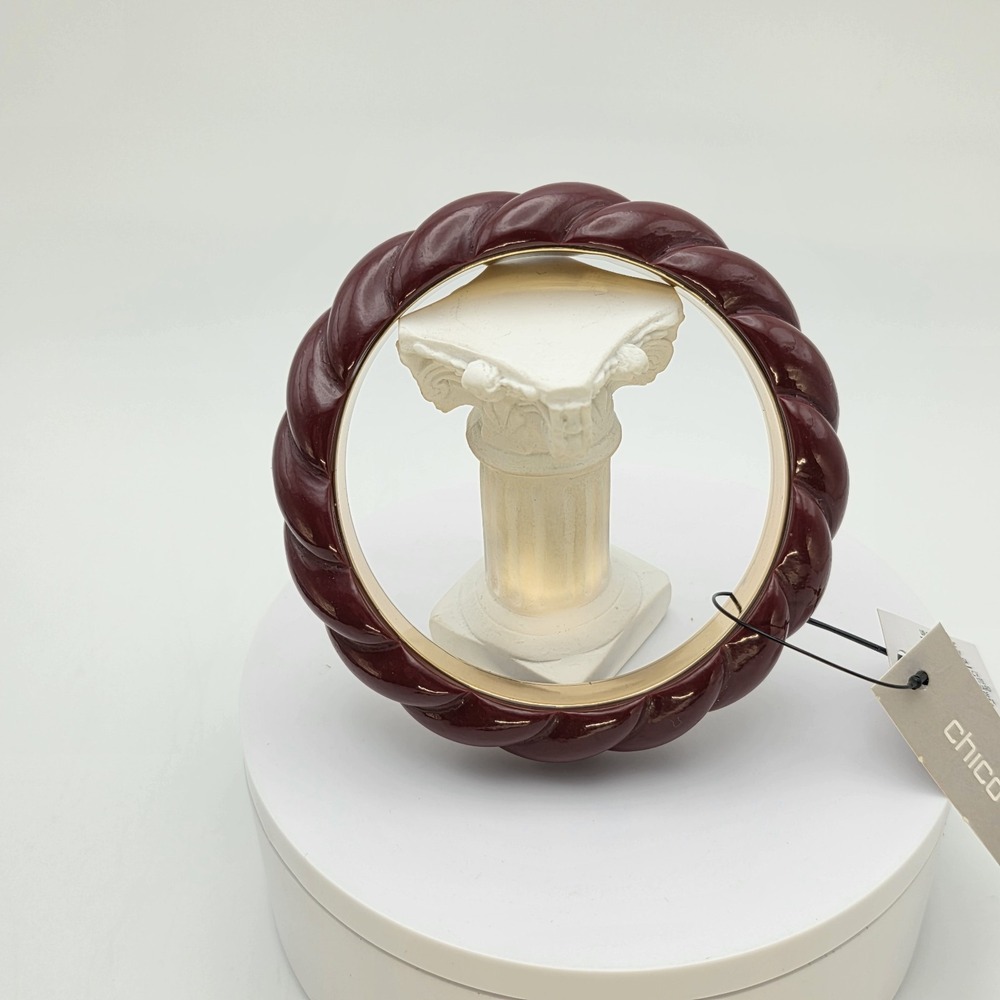 New! CHICO'S Bria Cranberry Bracelet Resin‎ Acrylic Bangle Gold Tone New W Tags - Picture 5 of 9